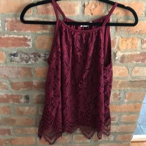 paper + tee Maroon Lace Tank